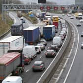 Traffic queues on the M62