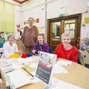 The Creative Connections Project's first session at Heckmondwike Library. From the left: Jeannette Ward, Susan Chandler, Joanne Cook, Linda Cook and Jo Campbell.