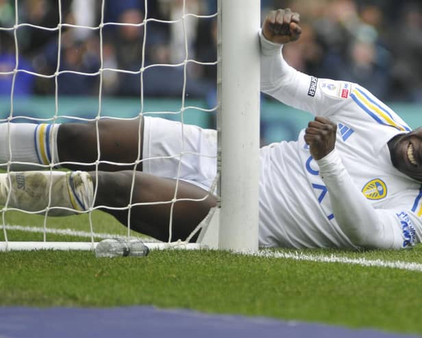 Agony for Willy Gnonto as he collides with the post after being unable to score from close range for Leeds United.