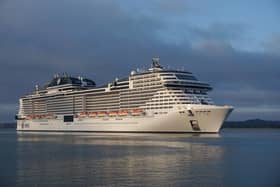 MSC Virtuosa cruise ship arriving at port of Southampton.  Photo: AdobeStock