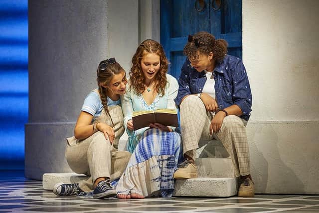 Freya Humberstone, Jess Michelmore and Tanisha Butterfield in Mamma Mia.Picture: Brinkhoff-Moegenburg