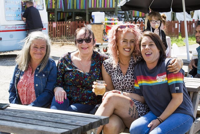 Dewsbury Pride at The Leggers Inn. From the left, Lynne Potter, Debi Poulter, Pauline Dawson and Claire Bates