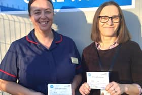 yndsey Scaife, Head of Discharge and Emma Juckes, Carer Support & Liaison Lead with the new support scheme vouchers.