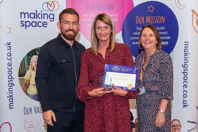 Andy Grant, Debra Hanrahan and Making Space CEO Rachel Peacock at the Making Space award ceremony last month.