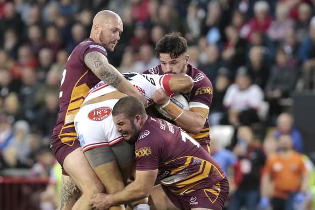 Batley Bulldogs in action against Leigh Centurions in the Championship Grand Final