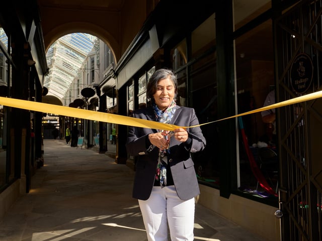 The ribbon was cut at the beautifully restored Dewsbury Arcade at 10am this morning (Saturday) by Baroness Sayeeda Warsi.