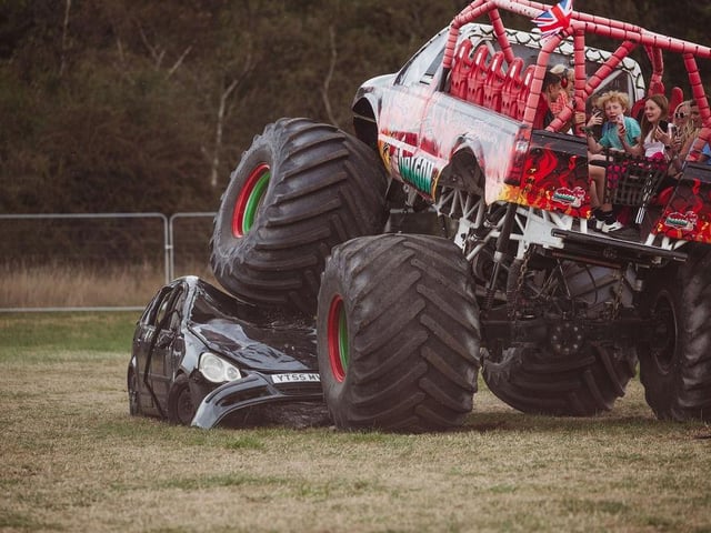 The giant monster trucks, courtesy of Red Dragon Monster Trucks, proved a huge hit with visitors.