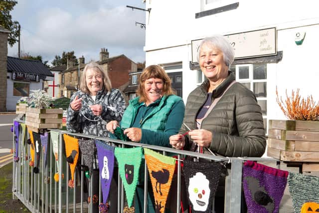 Anne Day, Suzan Parrot and Sheila V Brooke, part of the Roberttown Knitting Group.