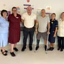 Anthony Shaw with some of the medical team that cared for him at Pontefract Hospital.