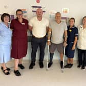 Anthony Shaw with some of the medical team that cared for him at Pontefract Hospital.