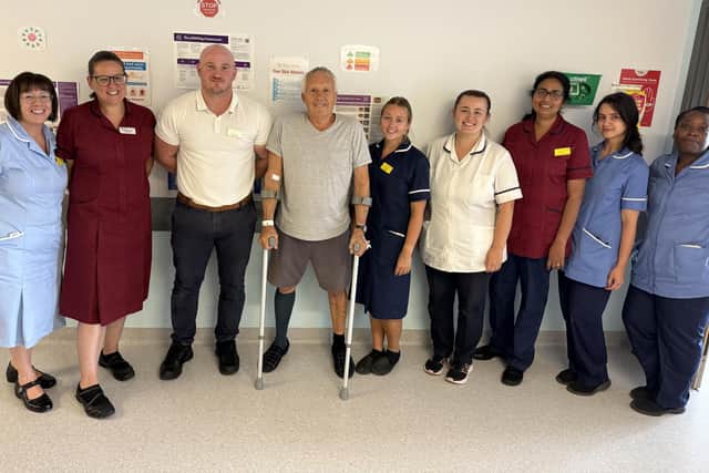 Anthony Shaw with some of the medical team that cared for him at Pontefract Hospital.