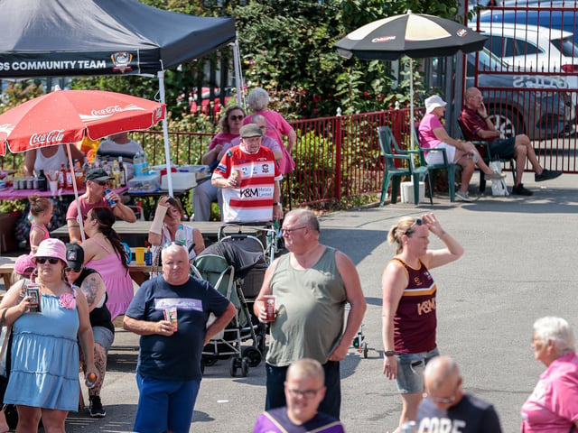 Crowds at Batley Bulldogs' Pink Weekend at the Fox's Biscuits Stadium to raise funds for a breast cancer charity