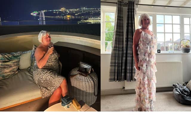 Sandra Riach, of Cleckheaton, before and after her weight loss