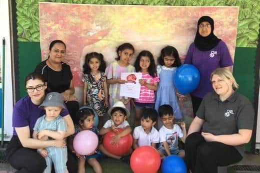 Staff and children at Lydgate Pre-School in Batley