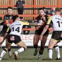 Action from Dewsbury Rams' third round Challenge Cup tie with York Knights. (Photo credit: Thomas Fynn)