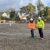 Turf cutting at Knowl Park House, Mirfield, with Coun Musarrat Khan and Tim Harvey, contracts manager at Tilbury Douglas.