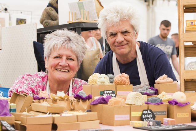 Christine Falkingham and Paul Crow on their Bee Clean Soap stall