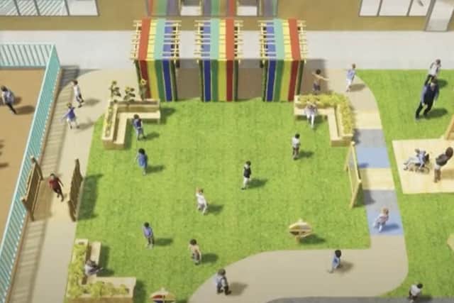 An artists impression of what the new playground at Fairfield School will look like from the school's promotional video.