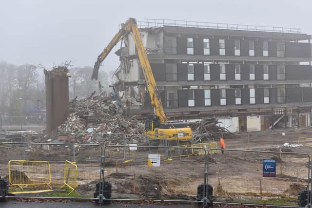 Demolition work is underway at West Yorkshire fire service’s Birkenshaw headquarters
