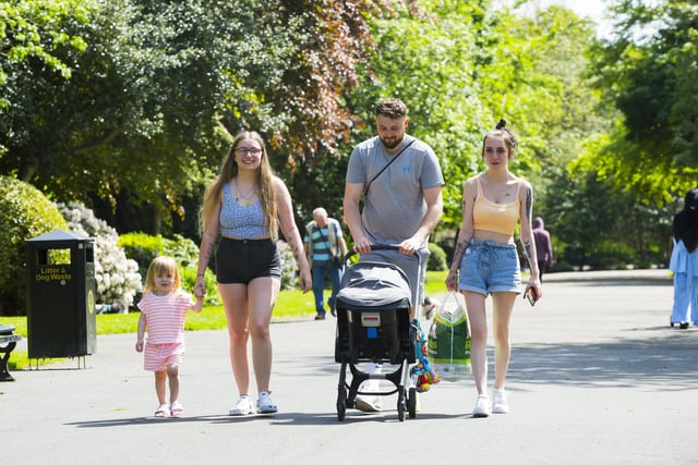 After the incredible sight of the Northern Lights and before the weekend ended with thunderstorms, people in Dewsbury enjoyed the UK’s warmest day of the year so far. From the left, Braylen Walker, two, Amelia Walker, Alex Chaplin and Chantelle Walker at Crow Nest Park.