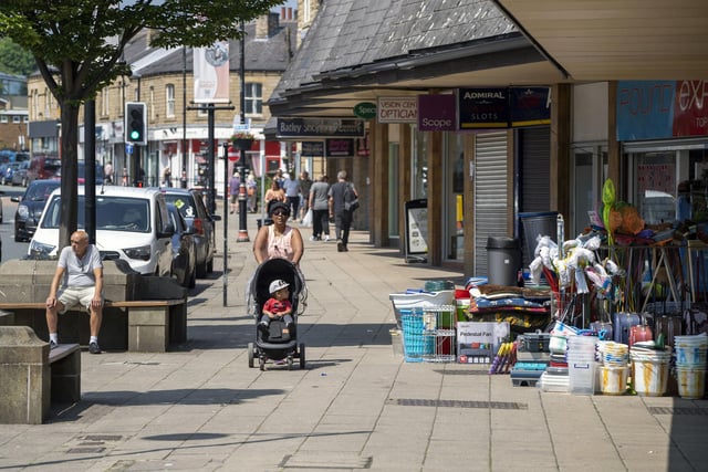 Shops in England selling 'non-essential' goods were permitted to reopen from June 15, 2020. Social distancing measures were in place at these Batley stores as they opened their doors for the first time since the initial national lockdown. Picture: Scott Merrylees