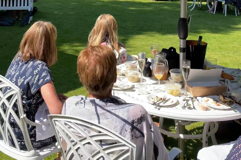 Visitors enjoy drinks and a picnic at The Manor Opera event at Ye Olde Bell Hotel and Spa.