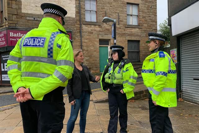 Batley and Spen MP Kim Leadbeater with police officers.