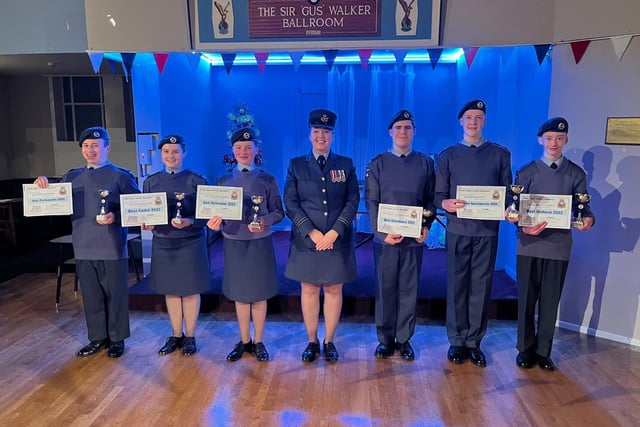 Some of the Spen Valley Air Cadets with their certificates.
