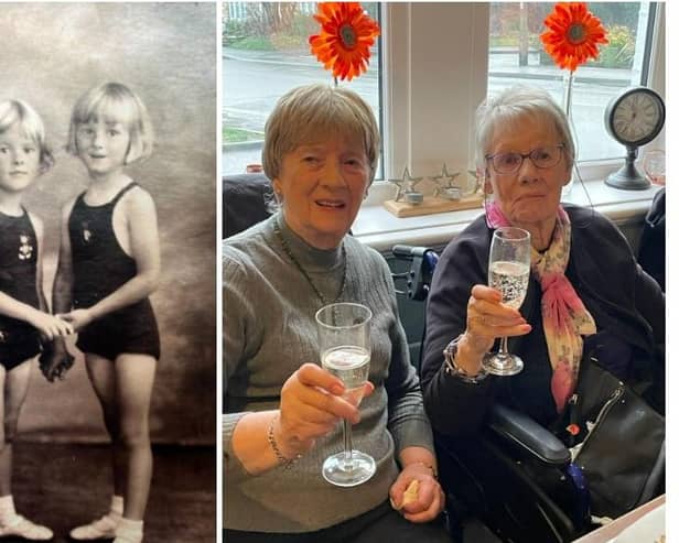 Pat Woodhouse, right, received a “fabulous surprise” as her twin sister Pam travelled nearly 200 miles from Chipping Sodbury to Roberttown to celebrate their 90th birthday.