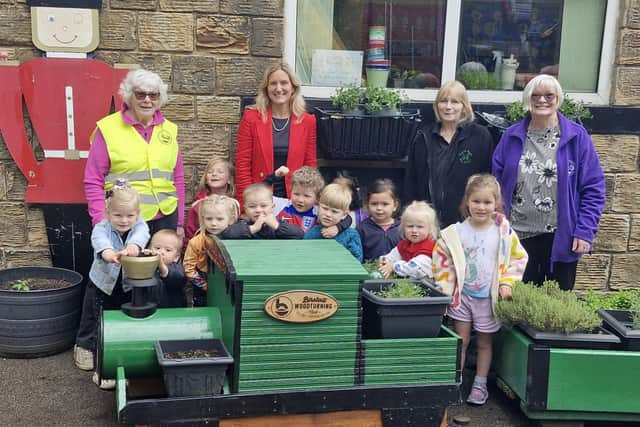 The new wooden train engine feature at Church House Pre-School.