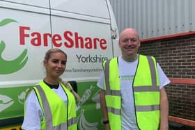 Yorkshire Building Society colleagues volunteering at FairShare's regional hub.