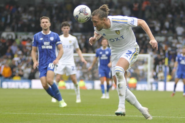 Luke Ayling looks to take control on the run in an action-packed performance for Leeds United.