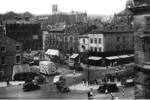 Dewsbury Market Place before it was pedestrianised.