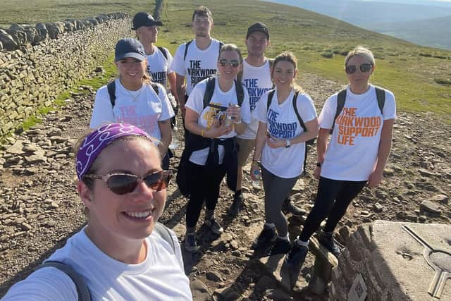 Amy Kent, Louise and Aimee Rushton, Katie Horan, Jake Berry, Jess Hanson, Josh Crossley and Ryan Tordoff on the Yorkshire Three Peaks Challenge