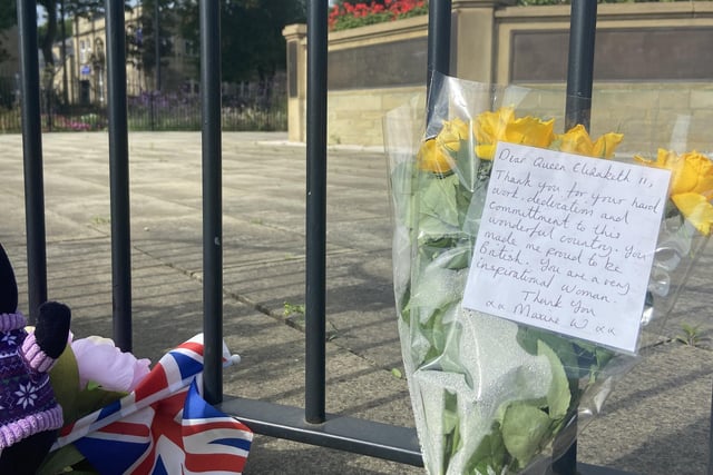 Floral tributes at Memorial Gardens in Cleckheaton.