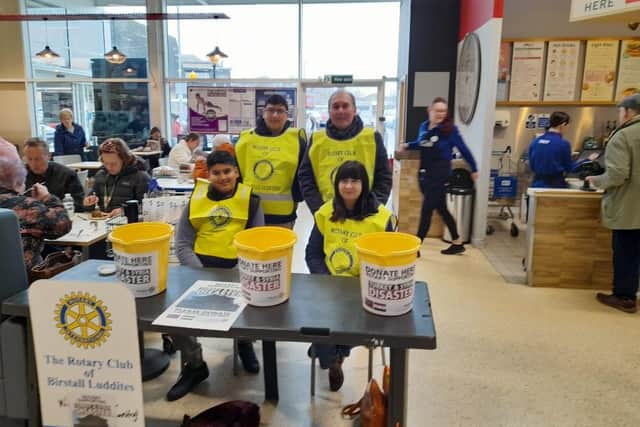 Members of the Rotary Club of Birstall Luddites and members of the Upper Batley High School Interact Club collecting on Saturday (March 4).