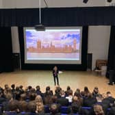 Batley and Spen MP Kim Leadbeater talking about parliament and politics at Whitcliffe Mount School.