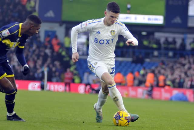 Sam Byram on the run before supplying a cross for the opening Leeds United goal against Middlesbrough.