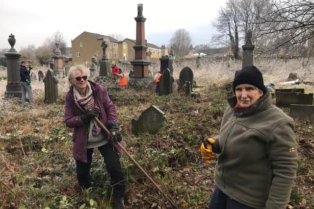 Clean-up project at Heckmondwike's Upper Independent Chapel's graveyard.
