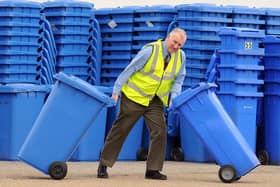 A new blue bin will be introduced for paper and cardboard. Stock photo.