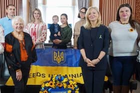 Mayor of West Yorkshire, Tracy Brabin visiting the Leeds branch of the Association of Ukrainians in Great Britain.