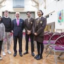Pictured at Heckmondwike Grammar School are, from the left, year 12 students Zulaika Laher and Ned Sykes, head teacher Peter Roberts, and year 11 students Abubakr Hussain and Eden Amakoh