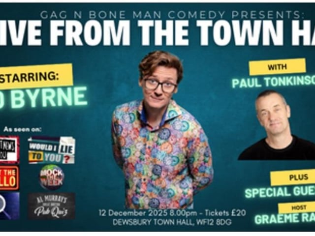 Comedian Ed Byrne, star of Mock The Week and Have I Got News For You comes to Dewsbury Town Hall on Friday, December 12.