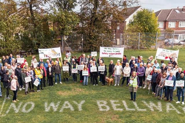 Residents gathered on Sunday, October 11, to show their opposition to Bellway Homes Limited’s application for 75 new homes on land off Woodward Court, near to Crossley Fields Junior and Infant School.