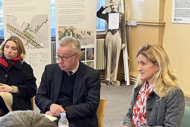MP for Batley and Spen Kim Leadbeater with Michael Gove.