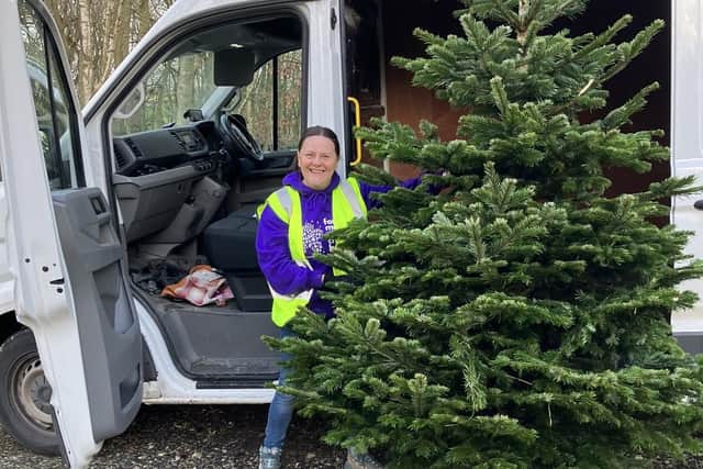 Forget Me Not staff collecting Christmas trees