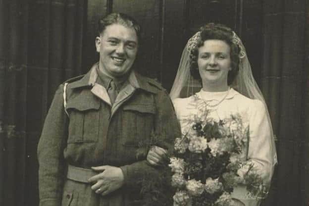 Jack Durrans, with his wife Irene, on their wedding day in 1946.