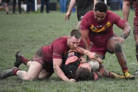 Dewsbury Moor Maroons were pushed hard for their win over Saddleworth Rangers. (Photo by Rob Hare)