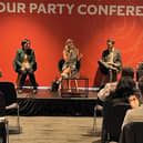 Batley and Spen MP Kim Leadbeater, centre, at the Labour party conference in Liverpool