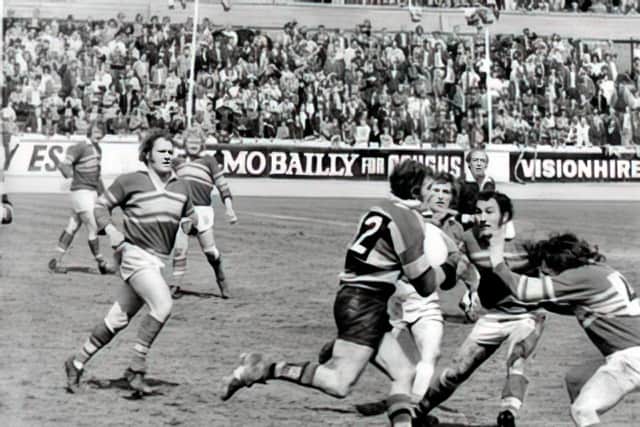Action from the 1973 Championship final between Dewsbury and Leeds